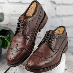 LL Bean signature brown leather wing tips, brogues,  9.5D M Oxford Derby